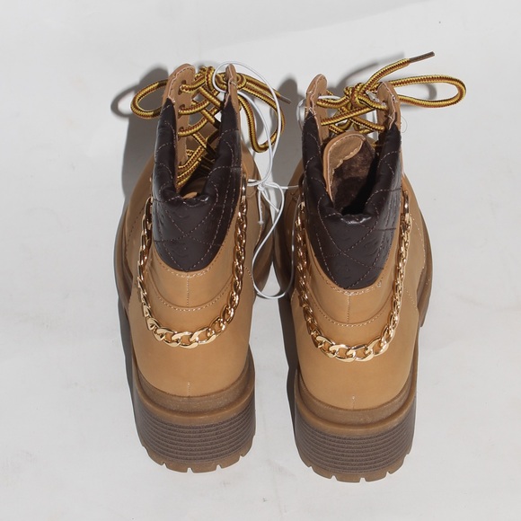 Juicy Couture Womens Question Quilted Chain Ankle Boots Wheat/brown - Picture 4 of 5